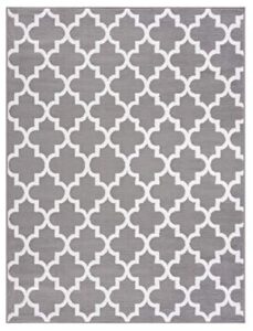msrugs area rugs, 3x5 trellis collection modern gray white area rug, contemporary soft cozy carpet for living room and bedroom