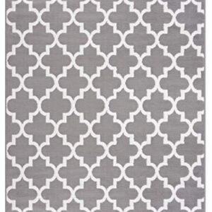 Msrugs Area Rugs, 3x5 Trellis Collection Modern Gray White Area Rug, Contemporary Soft Cozy Carpet for Living Room and Bedroom