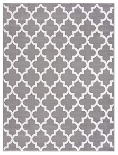 Msrugs Area Rugs, 3x5 Trellis Collection Modern Gray White Area Rug, Contemporary Soft Cozy Carpet for Living Room and Bedroom