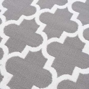 Msrugs Area Rugs, 3x5 Trellis Collection Modern Gray White Area Rug, Contemporary Soft Cozy Carpet for Living Room and Bedroom