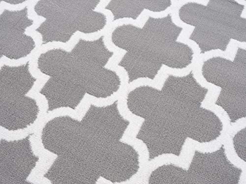 Msrugs Area Rugs, 3x5 Trellis Collection Modern Gray White Area Rug, Contemporary Soft Cozy Carpet for Living Room and Bedroom