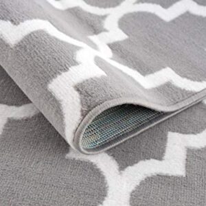 Msrugs Area Rugs, 3x5 Trellis Collection Modern Gray White Area Rug, Contemporary Soft Cozy Carpet for Living Room and Bedroom