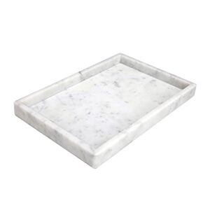 bustledust 100% natural marble tray,italian carrara white marble tray,storage vanity tray, cosmetics jewelry tray and coffee table serving tray, kitchen organizer carrara white,11.8l x 7.87w x 1.18h
