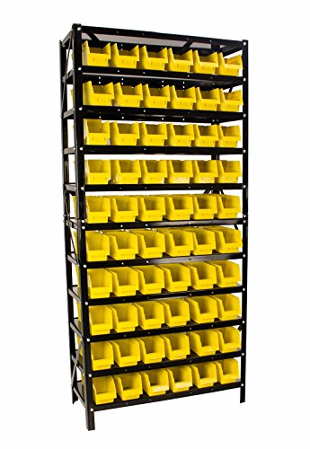 Steel Dragon Tools® TLPB60 60 Parts Bin Shelving Organize with Plastic Bins for Garage, Shop, and Home Storage