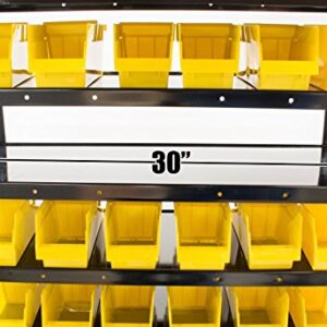 Steel Dragon Tools® TLPB60 60 Parts Bin Shelving Organize with Plastic Bins for Garage, Shop, and Home Storage