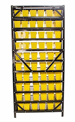 Steel Dragon Tools® TLPB60 60 Parts Bin Shelving Organize with Plastic Bins for Garage, Shop, and Home Storage