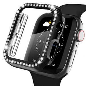 recoppa compatible for apple watch case with screen protector for apple watch 44mm series 6/5/4/se, bling crystal diamond rhinestone ultra-thin bumper full cover protective case for women girls iwatch