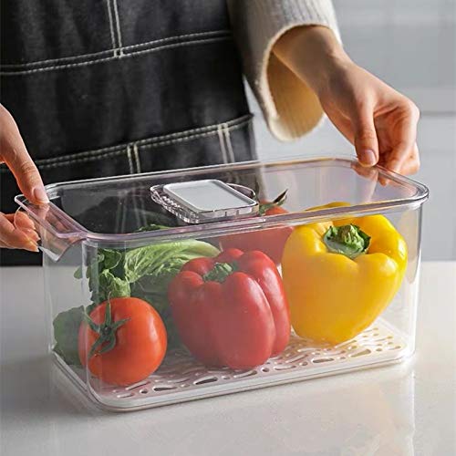 SANNO Vegetable Fruit Containers Fridge Containers,Freezer Produce Saver Refrigerator Organizer Bins with Vented Lids And Drain Tray For Pantry Fridge Freezer Cabinet Kitchen Organization
