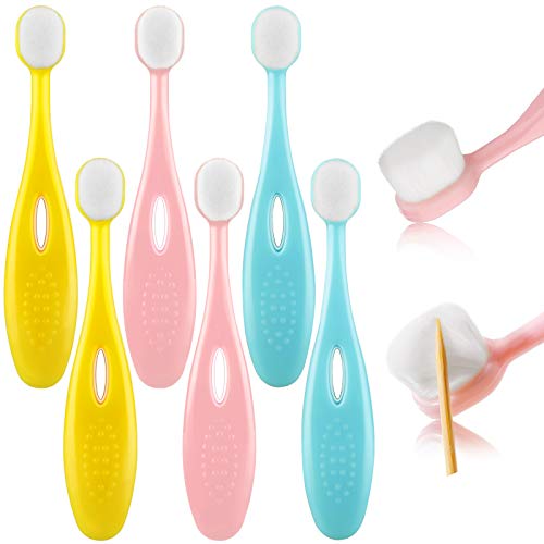 6 Pieces Kids Extra Soft Nano Toothbrush Children Bristles Toothbrush Children Micro Nano Manual Toothbrush Set with 20000 Bristles for Age 1 and Above Boys Girls Gum Protecting Cleaning (Cute Style)