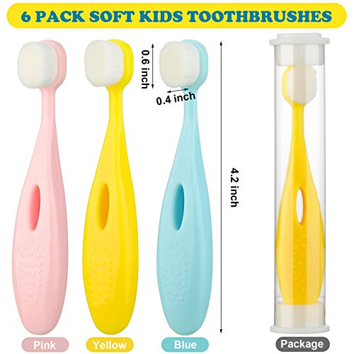 6 Pieces Kids Extra Soft Nano Toothbrush Children Bristles Toothbrush Children Micro Nano Manual Toothbrush Set with 20000 Bristles for Age 1 and Above Boys Girls Gum Protecting Cleaning (Cute Style)