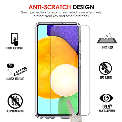 ivoler [4 in 1 Case for Samsung Galaxy A52 5G / 4G / Galaxy A52S 5G 6.5" with 3 Pack Tempered Glass Screen Protector, Clear Slim Soft TPU Silicone Protective Shockproof Phone Case- Clear