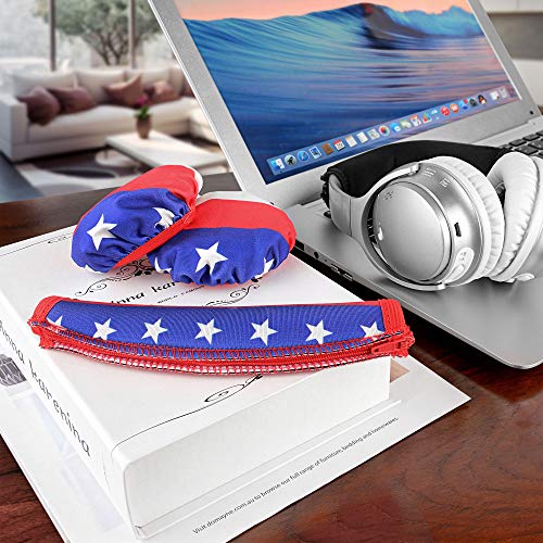 Geekria Flex Fabric Earphone Covers for Bose QuietComfort QC35II QC25 Headphones, Stretchable and Washable Earpads Protectors + Headband Cover/Headband Cushion/Headband Protector (American Flag)