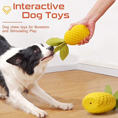 Sugelary Squeaky Dog Toys for Aggressive Chewer Large Medium Breed Dog, Indestructible Tough Durable Dog Chew Toys with Natural Rubber