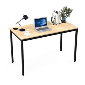it's_organized industrial computer writing desk, 47 inch office study desk for laptops, table for office study living room, easy to assemble,sturdy black metal frame, wood grain