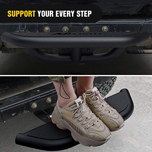 Nilight Hitch Step with 2" Hitch Receiver Rear Bumper Guard Protector Compatible with Car Truck Vehicles Upgraded Textured Black Hitch Step Bar with Hitch Lock & U-Bolts Stabilize,2 Years Warranty