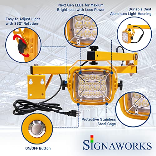 Signaworks LED Loading Dock Bay Swivel Arm Light 2 Pack (50W, 5500LM), Brighten Trailers & Shipping Trailers, Industrial Aluminum Housing, 5ft Power Cord