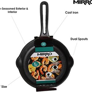 Mirro MIR-19050 Mini Ready to Use Pre-Seasoned Round Cast Iron Skillet, 6 Inch, Black