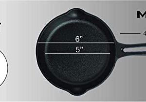 Mirro MIR-19050 Mini Ready to Use Pre-Seasoned Round Cast Iron Skillet, 6 Inch, Black