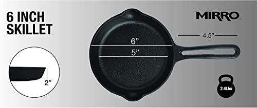 Mirro MIR-19050 Mini Ready to Use Pre-Seasoned Round Cast Iron Skillet, 6 Inch, Black