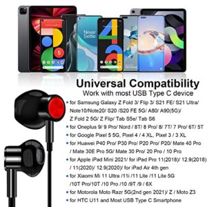 Jelanry USB C Headphone with Microphone, USB Type C Earbuds Magnetic Wired Earphone Volume Control for iPad Mini Air Samsung Z Fold 4 Flip 3 Galaxy S22 S21 S23 Pixel 7 Pro OnePlus 11 10 9 Pro, Black