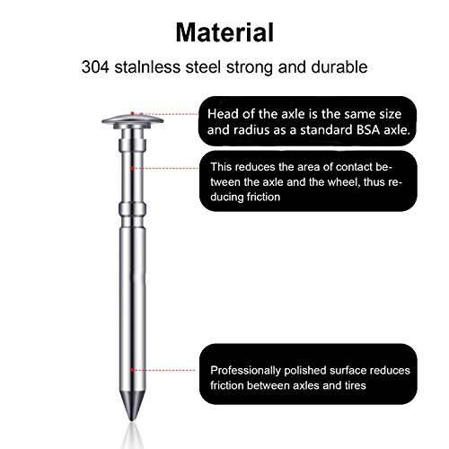 8 Pieces Polished Axles with Angled Head to Minimize Friction Compatible with Derby Cars, Speed Axles