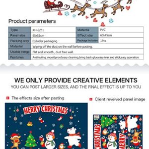 YULOONG Christmas Windows Static Stickers Colorful Clings Removable Vinyl Santa Claus Christmas Tree Snowman Snowflake Deer DIY Wall Window Door Mural Showcase Decal Sticker