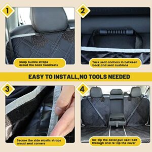 njnj Back Seat Cover Protector for Kids - Waterproof Bench Dog Car Seat Cover Compatible for Middle Seat Belt, Nonslip, Strong Durable Dog Seat Cover, Universal Size Fits for Cars, Trucks & SUVs