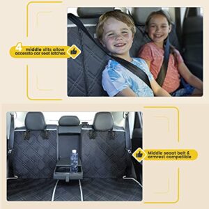 njnj Back Seat Cover Protector for Kids - Waterproof Bench Dog Car Seat Cover Compatible for Middle Seat Belt, Nonslip, Strong Durable Dog Seat Cover, Universal Size Fits for Cars, Trucks & SUVs