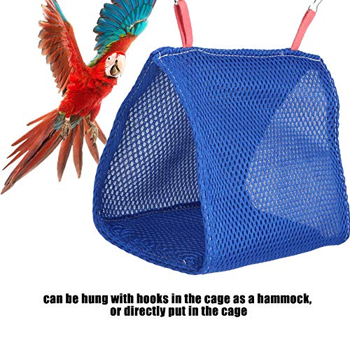 eecoo Parrot Hanging Hammock, Breathable Mesh Summer Small Pet Hammock for Hamster Bird Parakeet Small Parrot Cool Nest Hammock Bed Cage Toy (Blue)