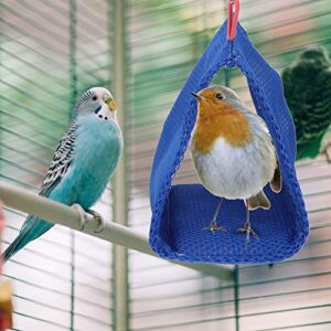 eecoo Parrot Hanging Hammock, Breathable Mesh Summer Small Pet Hammock for Hamster Bird Parakeet Small Parrot Cool Nest Hammock Bed Cage Toy (Blue)