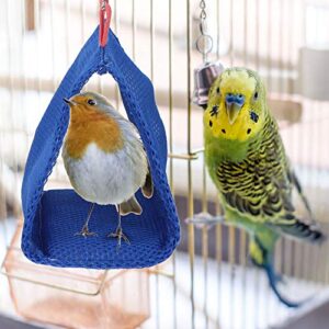 eecoo Parrot Hanging Hammock, Breathable Mesh Summer Small Pet Hammock for Hamster Bird Parakeet Small Parrot Cool Nest Hammock Bed Cage Toy (Blue)