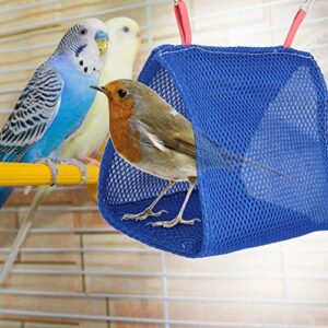 eecoo Parrot Hanging Hammock, Breathable Mesh Summer Small Pet Hammock for Hamster Bird Parakeet Small Parrot Cool Nest Hammock Bed Cage Toy (Blue)