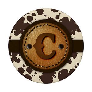 Brown Cow Western Print Monogram - Initial Letter C PopSockets Swappable PopGrip