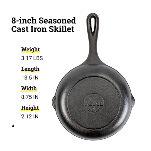 Lodge Cast Iron Chef Collection Skillet, Pre-seasoned - 8 in