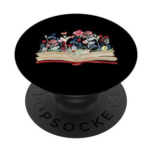 flower bookworm avid reader gift - floral book reading nerd popsockets swappable popgrip