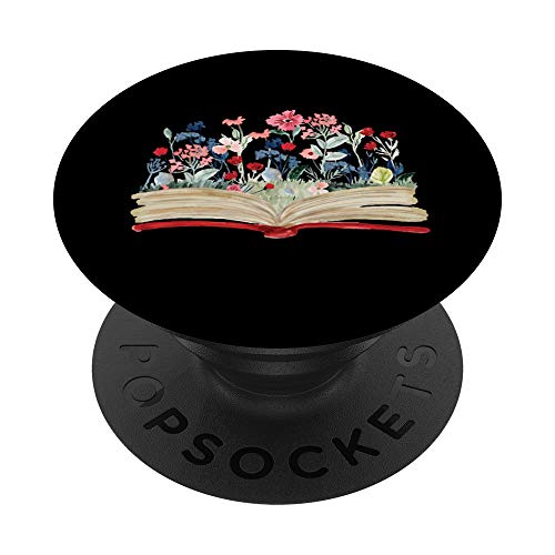 Flower Bookworm Avid Reader Gift - Floral Book Reading Nerd PopSockets Swappable PopGrip