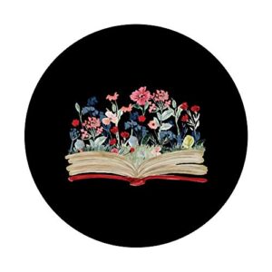 Flower Bookworm Avid Reader Gift - Floral Book Reading Nerd PopSockets Swappable PopGrip