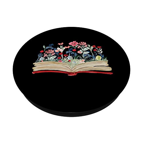 Flower Bookworm Avid Reader Gift - Floral Book Reading Nerd PopSockets Swappable PopGrip