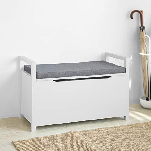 Haotian FSR76-W, Storage Shoe Bench with Lift Up Top and Padded Seat Cushion, Bench with Storage Chest, Toy Box