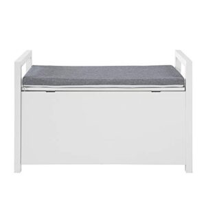 Haotian FSR76-W, Storage Shoe Bench with Lift Up Top and Padded Seat Cushion, Bench with Storage Chest, Toy Box