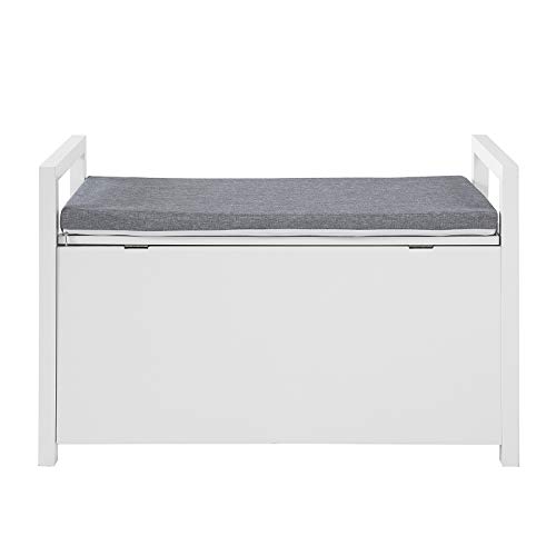 Haotian FSR76-W, Storage Shoe Bench with Lift Up Top and Padded Seat Cushion, Bench with Storage Chest, Toy Box