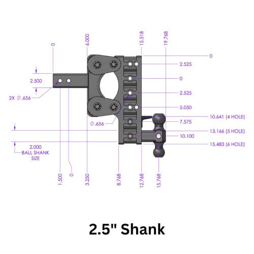 GEN-Y GH-2326 The BOSS Torsion-Flex Adjustable 10" Drop Hitch with GH-031 Dual-Ball, GH-032 Pintle Lock for 2.5" Receiver - 10,000 LB Towing Capacity - 1,100 LB Tongue Weight