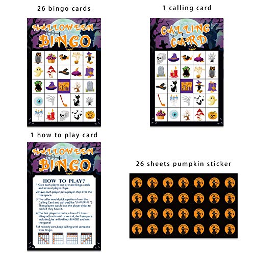 FaCraft Halloween Bingo Games for Kids,26 Player Bingo Game Card for Halloween Party Game Halloween School Classroom Crafts