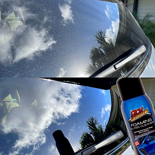 Dry Shine Foaming Glass Cleaner [2 Pack] + 2 Dual Pile Microfiber Towels / Safe on Tint, Streak-Free, Ammonia-Free / Car Window Cleaner / Glass Shower Door Cleaner / Glass Cleaner Spray