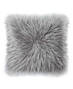 juicy couture sheepskin decorative 1-piece indoor/outdoor pillow, 1 count (pack of 1), grey