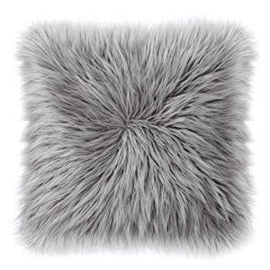 Juicy Couture Sheepskin Decorative 1-Piece Indoor/Outdoor Pillow, 1 Count (Pack of 1), Grey