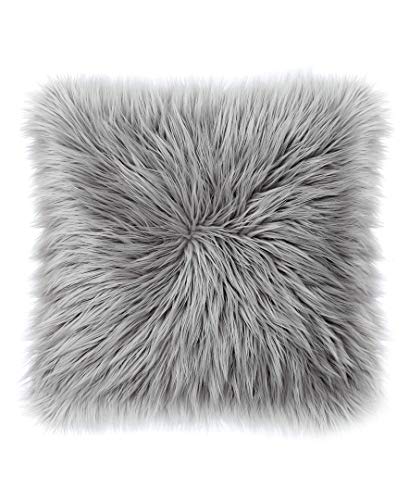 Juicy Couture Sheepskin Decorative 1-Piece Indoor/Outdoor Pillow, 1 Count (Pack of 1), Grey