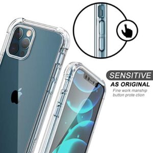SURITCH Compatible with iPhone 12 Pro Max Clear Case,[Built in Screen Protector] Full Body Protective Shockproof Bumper Rugged Cover for iPhone 12 Pro Max 6.7 Inch (Clear)
