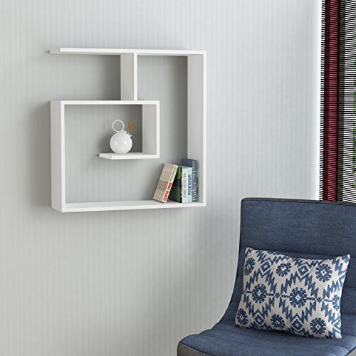 Ada Home Decor Woodstock Modern White Wall Shelf 31.1'' H x 29.53'' W x 8.66'' D/Wall Storage/Shelving Unit