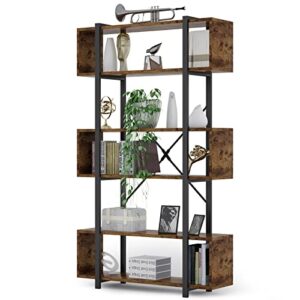 tribesigns bookshelf, industrial bookcase freestanding display decorative shelf